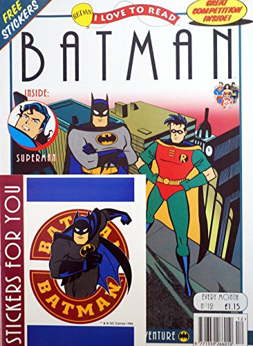 Vintage 1996 Issue Number 12 - Redan I Love To Read Batman Comic With Pull Out WorkBook Featuring Batman, Robin, The Penguin, Scarecrow & Superman - Includes the Free Batman & Robin Stickers