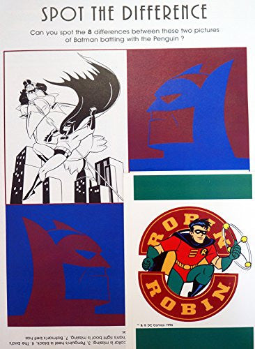 Vintage 1996 Issue Number 12 - Redan I Love To Read Batman Comic With Pull Out WorkBook Featuring Batman, Robin, The Penguin, Scarecrow & Superman - Includes the Free Batman & Robin Stickers