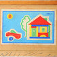 Vintage 1950's / 1960's Plywood House Block Puzzle In The Original Box Wooden Box …