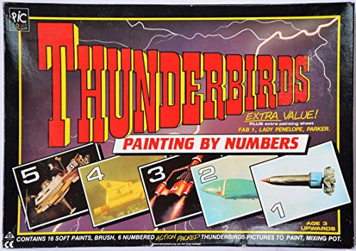 Vintage 1990 Gerry Andersons Thunderbirds Painting By Numbers - Includes 7 Action Packed Pictures To Paint plus 16 Soft Paints By Pic Toys - In The Original Box …