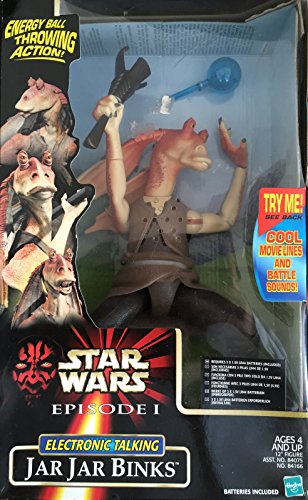 Vintage 1999 Star Wars Episode 1 The Phantom Menace - Jar Jar Binks 12 Inch Fully Poseable Electronic Talking Action Figure Authentically Styled Outfit and Accessories - Factory Sealed Shop Stock Room Find