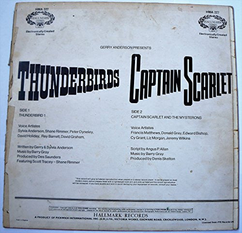 Vintage 1967 Gerry Andersons Presents - Thunderbirds & Captain Scarlet - 33RPM LP Album Record