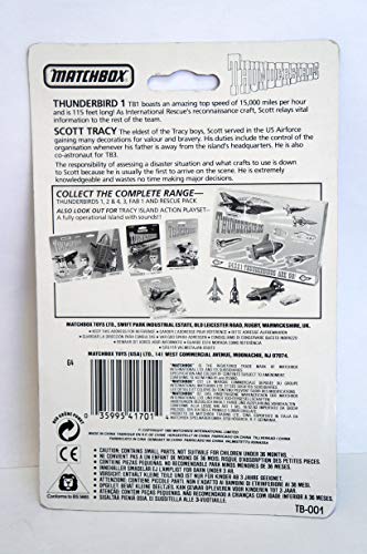 Vintage Matchbox 1992 Gerry Andersons Thunderbirds - Thunderbird 1 Diecast 4 Inch Vehicle - Factory Sealed Shop Stock Room Find