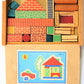 Vintage 1950's / 1960's Plywood House Block Puzzle In The Original Box Wooden Box …