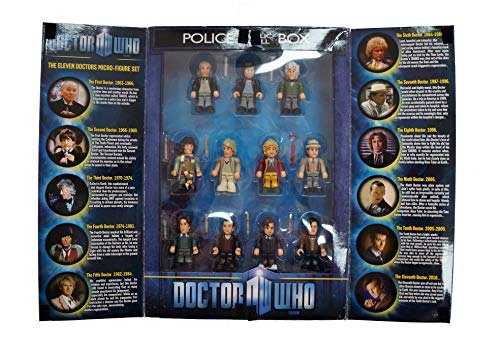 Vintage 2009 Character Building Doctor Dr Who The Eleven Doctors Micro-Figure Gift Set Complete With Display Bases- Brand New Shop Stock Room Find
