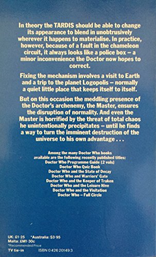 Doctor Who-Logopolis (A Target book) by Christopher H. Bidmead (1982-10-21) [Paperback] [Jan 01, 1800] …