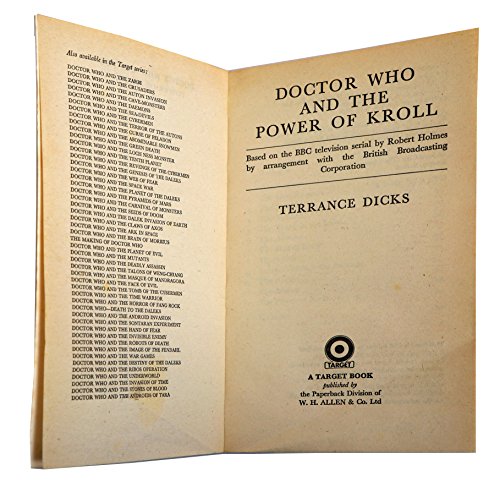 Doctor Who And The Power Of Kroll [paperback] Dicks, Terrance [Jan 01, 1982] …